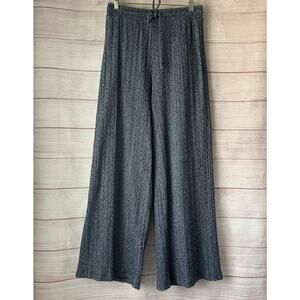 Zara Black and White Wide Leg Pants Tie String Elastic Waistband Size Medium
